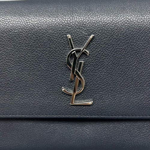 Yves Saint Laurent Medium Sunset Grained Calfskin Navy Black