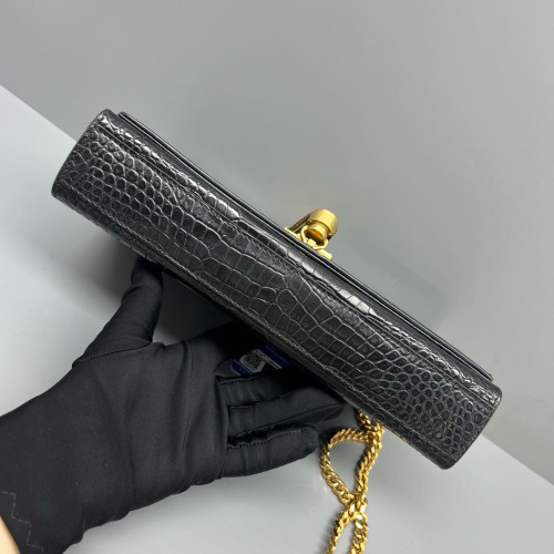 Yves Saint Laurent Medium Kate Crossbody Bag Calfskin Crocodile Embossed Black Yves Saint Laurent Medium Kate Crossbody Bag Calfskin Crocodile Embossed Black