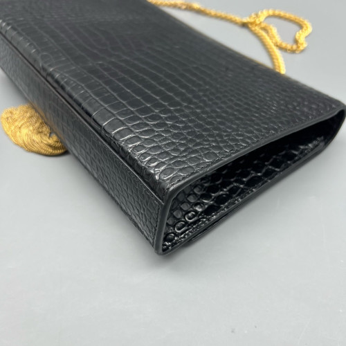 Yves Saint Laurent Medium Kate Crossbody Bag Calfskin Crocodile Embossed Black Yves Saint Laurent Medium Kate Crossbody Bag Calfskin Crocodile Embossed Black