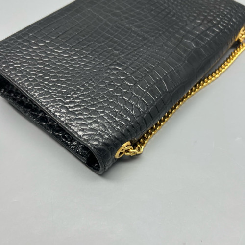 Yves Saint Laurent Medium Kate Crossbody Bag Calfskin Crocodile Embossed Black Yves Saint Laurent Medium Kate Crossbody Bag Calfskin Crocodile Embossed Black