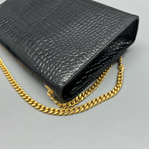 Yves Saint Laurent Medium Kate Crossbody Bag Calfskin Crocodile Embossed Black Yves Saint Laurent Medium Kate Crossbody Bag Calfskin Crocodile Embossed Black