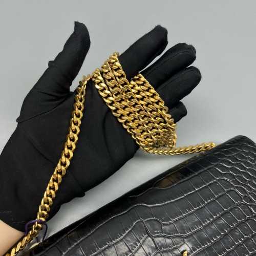 Yves Saint Laurent Medium Kate Crossbody Bag Calfskin Crocodile Embossed Black Yves Saint Laurent Medium Kate Crossbody Bag Calfskin Crocodile Embossed Black
