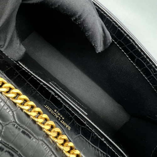 Yves Saint Laurent Medium Kate Crossbody Bag Calfskin Crocodile Embossed Black Yves Saint Laurent Medium Kate Crossbody Bag Calfskin Crocodile Embossed Black