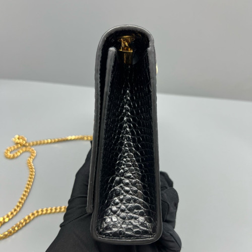 Yves Saint Laurent Medium Kate Crossbody Bag Calfskin Crocodile Embossed Black Yves Saint Laurent Medium Kate Crossbody Bag Calfskin Crocodile Embossed Black