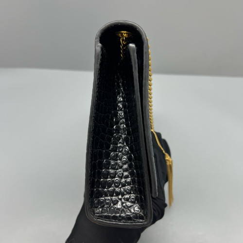 Yves Saint Laurent Medium Kate Crossbody Bag Calfskin Crocodile Embossed Black Yves Saint Laurent Medium Kate Crossbody Bag Calfskin Crocodile Embossed Black