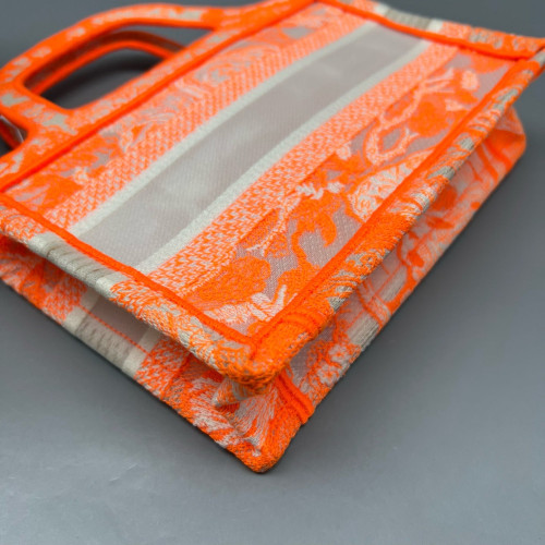 Dior Mini Book Tote Canvas Orange Grey Dior Mini Book Tote Canvas Orange Grey