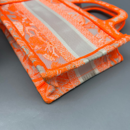 Dior Mini Book Tote Canvas Orange Grey Dior Mini Book Tote Canvas Orange Grey