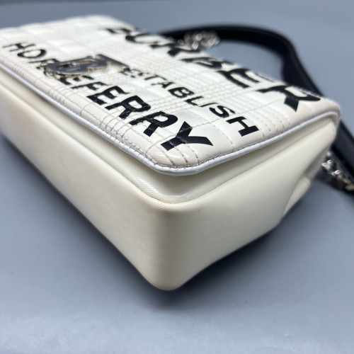 Burberry Small Lola Crossbody Bag Calfskin Beige Black