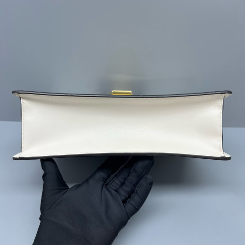 Gucci Web Small Sylvie Shoulder Bag Calfskin White