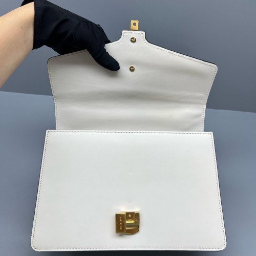 Gucci Web Small Sylvie Shoulder Bag Calfskin White