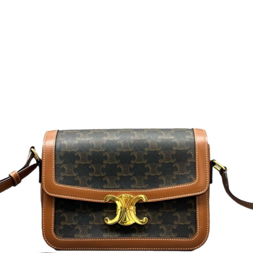 Celine Medium Triomphe Shoulder Bag Triomphe Brown Tan