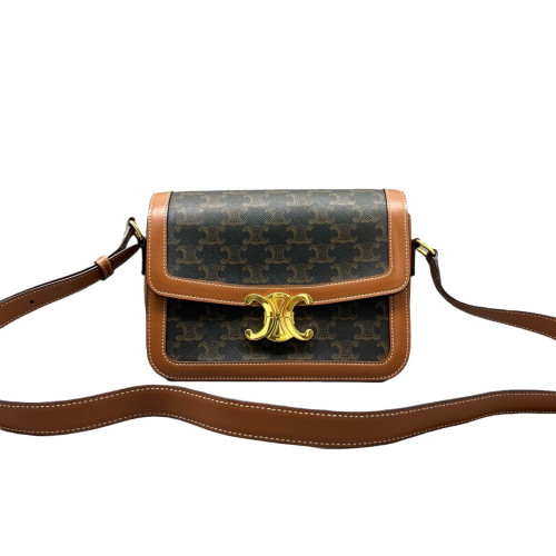 Celine Medium Triomphe Shoulder Bag Triomphe Brown Tan