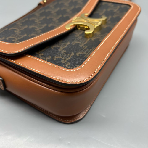 Celine Medium Triomphe Shoulder Bag Triomphe Brown Tan
