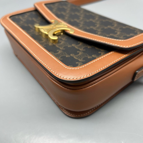 Celine Medium Triomphe Shoulder Bag Triomphe Brown Tan