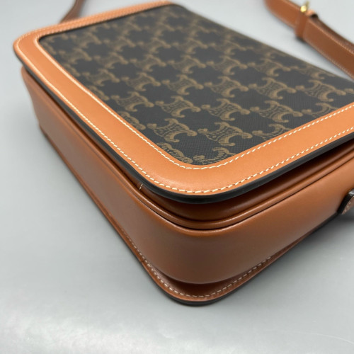Celine Medium Triomphe Shoulder Bag Triomphe Brown Tan