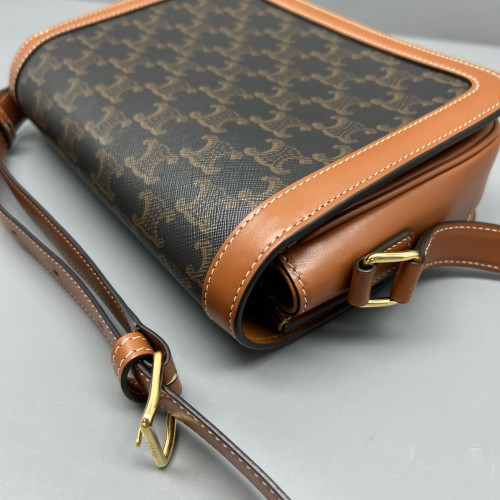 Celine Medium Triomphe Shoulder Bag Triomphe Brown Tan
