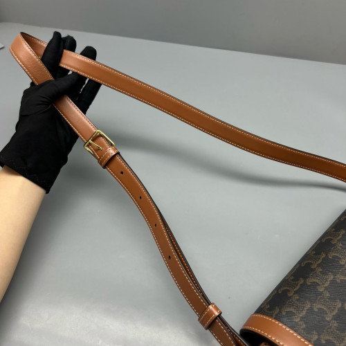 Celine Medium Triomphe Shoulder Bag Triomphe Brown Tan