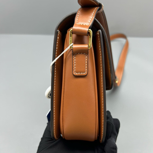 Celine Medium Triomphe Shoulder Bag Triomphe Brown Tan