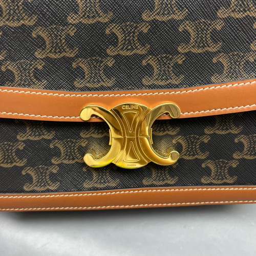 Celine Medium Triomphe Shoulder Bag Triomphe Brown Tan