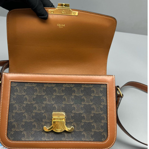 Celine Medium Triomphe Shoulder Bag Triomphe Brown Tan
