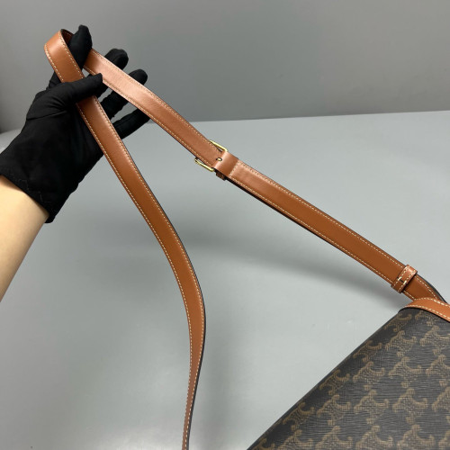 Celine Medium Triomphe Shoulder Bag Triomphe Brown Tan