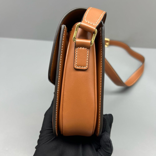 Celine Medium Triomphe Shoulder Bag Triomphe Brown Tan