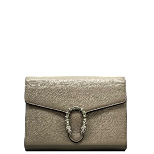 Gucci Mini Dionysus Chain Wallet Calfskin Grey