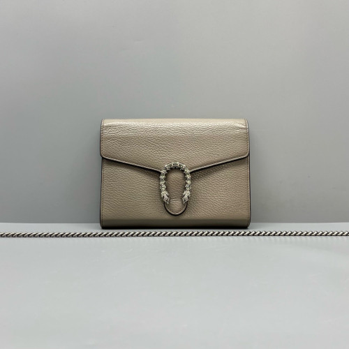 Gucci Mini Dionysus Chain Wallet Calfskin Grey