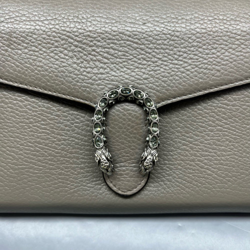 Gucci Mini Dionysus Chain Wallet Calfskin Grey