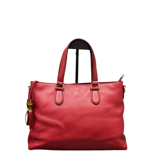 Gucci Bamboo Bamboo Chain Shoulder Bag Calfskin Red