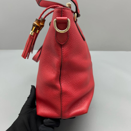 Gucci Bamboo Bamboo Chain Shoulder Bag Calfskin Red