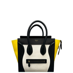 Celine Mini Luggage Calfskin Black White Yellow