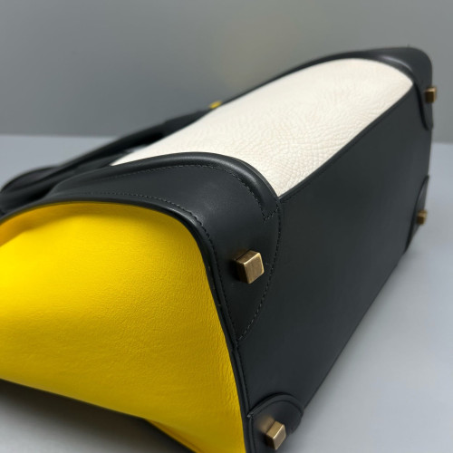Celine Mini Luggage Calfskin Black White Yellow