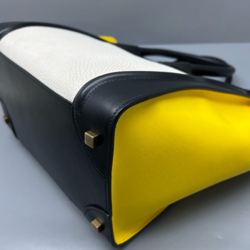Celine Mini Luggage Calfskin Black White Yellow
