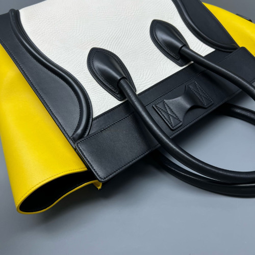 Celine Mini Luggage Calfskin Black White Yellow