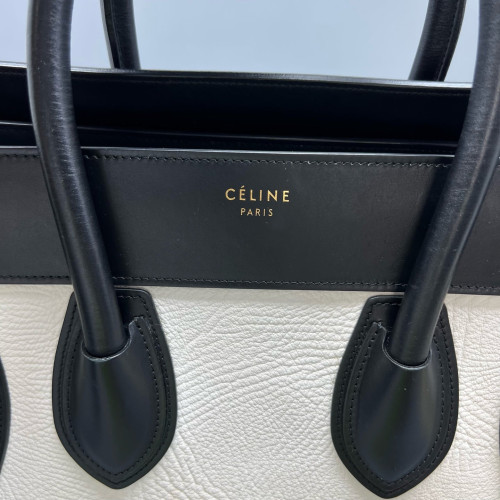 Celine Mini Luggage Calfskin Black White Yellow