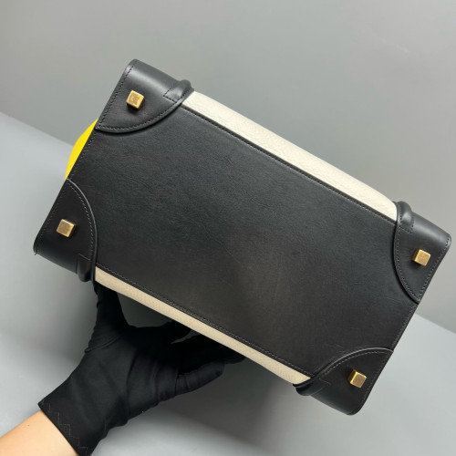 Celine Mini Luggage Calfskin Black White Yellow