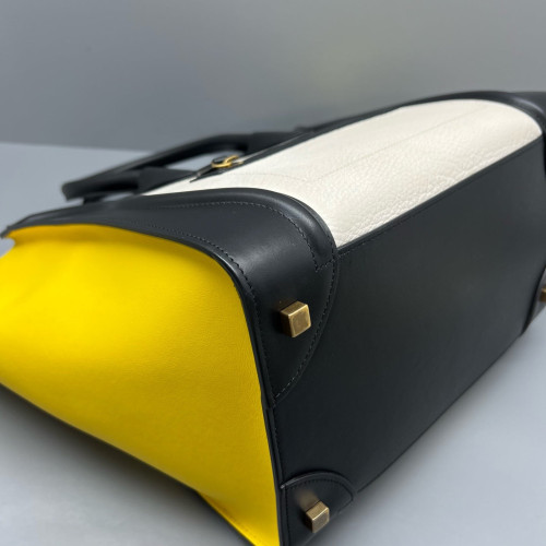 Celine Mini Luggage Calfskin Black White Yellow