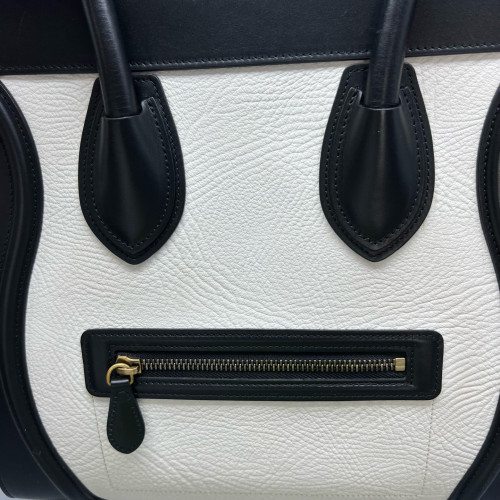 Celine Mini Luggage Calfskin Black White Yellow
