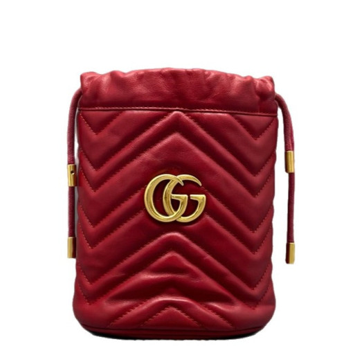 Gucci Matelasse Mini GG Marmont Bucket Bag Calfskin Red Gucci Matelasse Mini GG Marmont Bucket Bag Calfskin Red