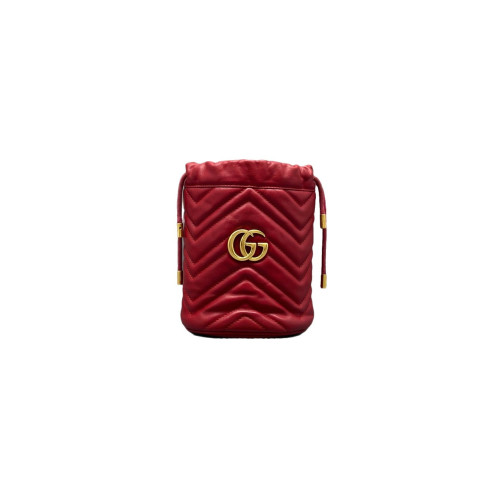 Gucci Matelasse Mini GG Marmont Bucket Bag Calfskin Red Gucci Matelasse Mini GG Marmont Bucket Bag Calfskin Red