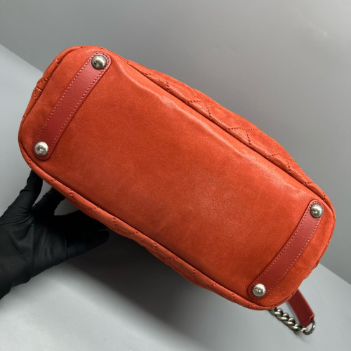 Chanel Quilted Large In The Mix Shopping Tote Calfskin Brick Red