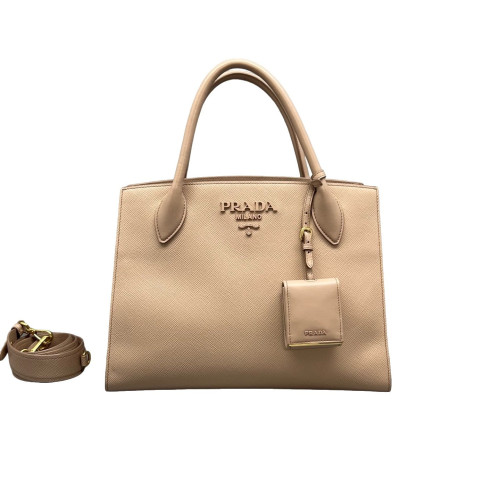 Prada Large Monochrome Tote Saffiano Calfskin Nude Pink