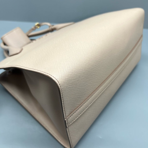 Prada Large Monochrome Tote Saffiano Calfskin Nude Pink