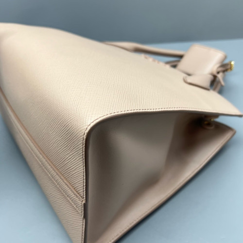 Prada Large Monochrome Tote Saffiano Calfskin Nude Pink
