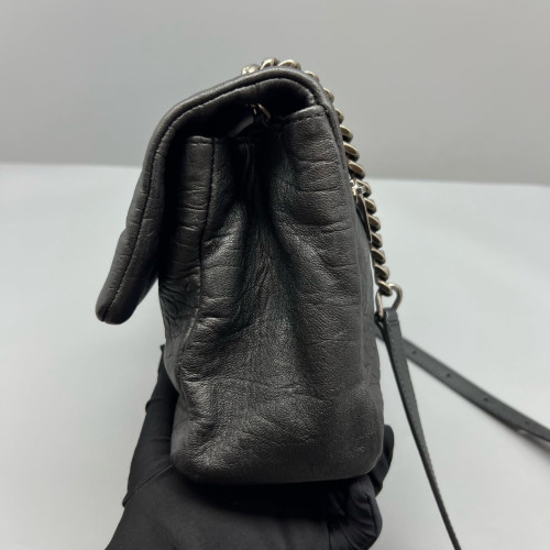 Yves Saint Laurent West Hollywood Shoulder Bag Medium Calfskin Crocodile Embossed Black