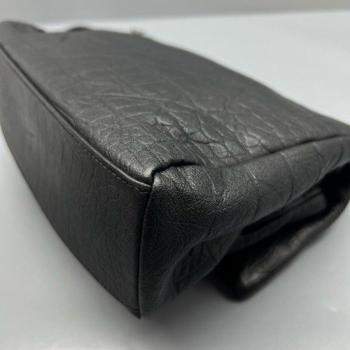 Yves Saint Laurent West Hollywood Shoulder Bag Medium Calfskin Crocodile Embossed Black
