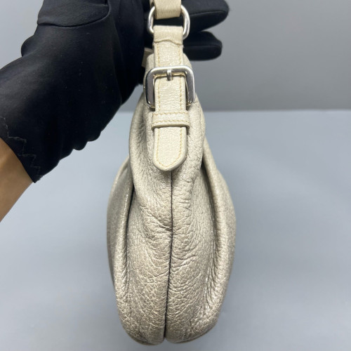 Prada Shoulder Bag Calfskin Beige Grey