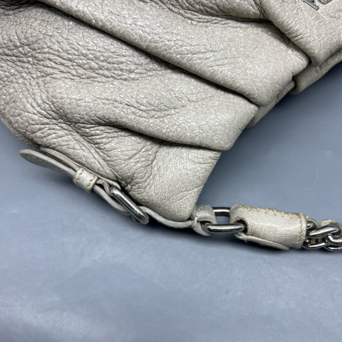 Prada Shoulder Bag Calfskin Beige Grey