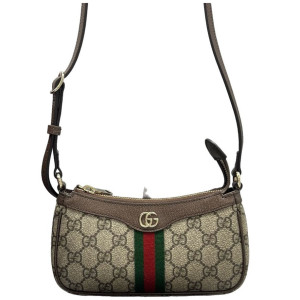 Gucci Web Mini Ophidia Shoulder Bag GG Supreme Monogram Beige Ebony
